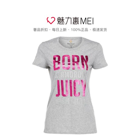 Juicy Couture 灰色字母LOGO印花圆领短袖女士T恤商品大图