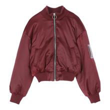 预售 Mo＆Co．/摩安珂 酒红色短款女士羽绒服外套图片