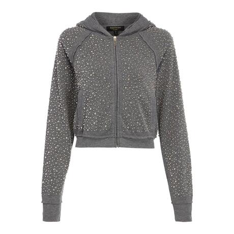 Juicy Couture 灰色钉珠饰连帽长袖女士外套商品大图
