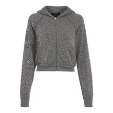 Juicy Couture 灰色钉珠饰连帽长袖女士外套图片