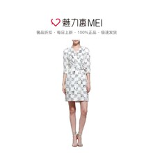 Ports/宝姿 黑白拼色方格真丝连衣裙图片