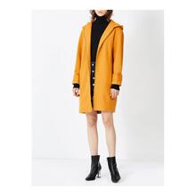 预售 Mo&Co. 姜黄色连帽长袖女士拉链毛呢外套图片