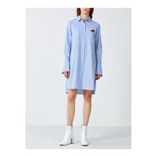 预售 Mo&Co. 蓝白色条纹长袖衬衫裙图片