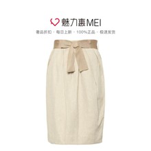 预售 Ports/宝姿 卡其色蝴蝶结直筒半身裙图片