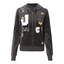 Juicy Couture 深灰色贴布绣女士连帽长袖运动外套图片