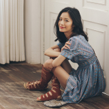 SINCE THEN从那以后深V领沙滩裙度假短裙中长款连衣裙女 蓝珍珠