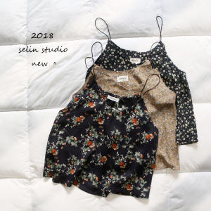 复古小碎花雪纺吊带衫