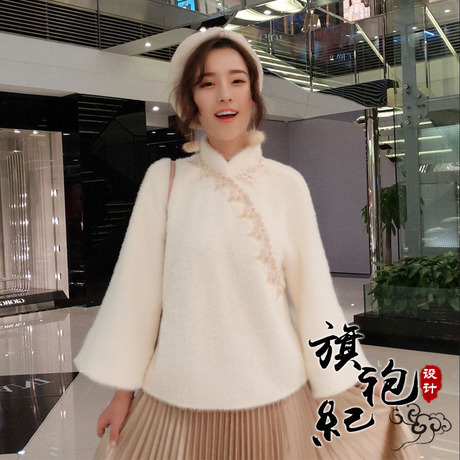 中式女装名媛蕾丝旗袍外套上衣加厚唐装中国风时尚改良汉服秋冬装商品大图