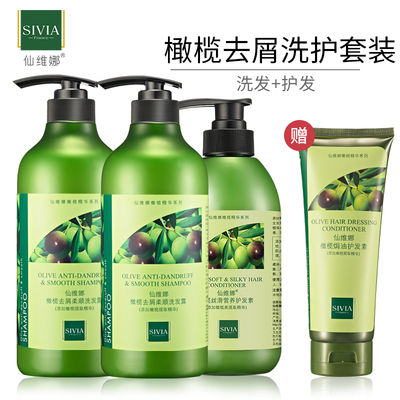 仙维娜橄榄柔顺去屑洗发水/露750ml*2 护发素500g送200g家庭套装
