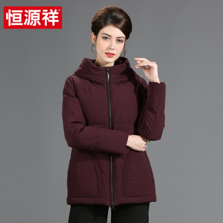 恒源祥羽绒服女短款2018冬季新款中老年妈妈装轻薄羽绒服外套女商品大图