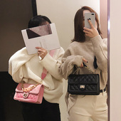 上新网红小包包女2018新款韩版链条手提菱格单肩小方包百搭斜挎包