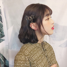 韩国气质童话梦幻镂空五角星发夹女可爱甜美星星吊坠发饰边夹444