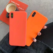 XR手机壳iPhone7 Max 橙色适用苹果XS 8Plus简约纯色6S磨砂硅胶套