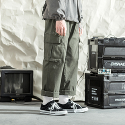 FLWS日系纯色直筒宽松长裤男女裤潮牌多口袋休闲工装裤FSB04