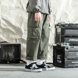 FLWS日系纯色直筒宽松长裤男女裤潮牌多口袋休闲工装裤FSB04