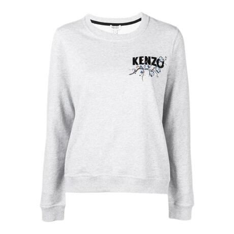 KENZO/高田贤三 女士灰色纯棉字母LOGO花朵图案长袖卫衣商品大图