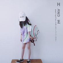 H AND E新品上新女童T恤夏装2019新款OVERSIZE 扎染T恤半袖童装