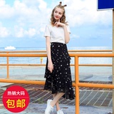 大码女装胖mm春夏半身裙2018新款胖妹妹中长款藏肉显瘦雪纺蛋糕裙
