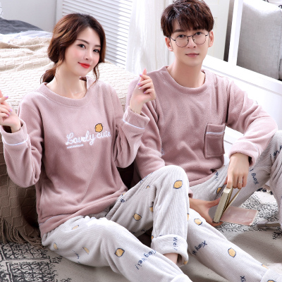 珊瑚绒睡衣女冬季加厚加绒秋冬款法兰绒情侣家居服套装长袖睡衣男