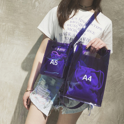 透明果冻子母包包女2018日韩版网红小番茄同款A5A4单肩斜跨手提包