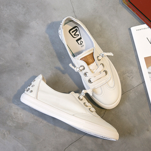 韩版真皮浅口小白鞋