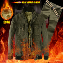 冬季工作服套装棉衣男士加绒加厚棉服电焊汽修车间劳保长袖棉袄
