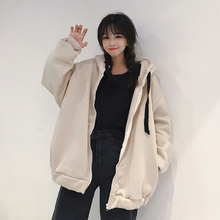 学生宽松bf ulzzang 2017新款 潮连帽卫衣加绒加厚韩版 外套女秋冬装
