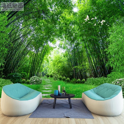 3d立体简约风景墙纸客厅壁纸包邮