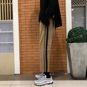 HUALUN夏季条纹拼色运动休闲裤