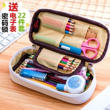 锁文具盒男女初中学生多功能笔袋小学生大容量铅笔盒 韩国创意密码