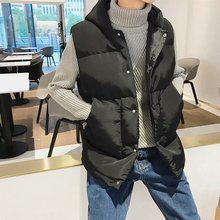 学生坎肩潮流外套 棉服休闲韩版 羽绒棉马甲连帽背心无袖 秋冬季男士