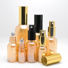 瓶玻璃走珠空瓶精油喷雾瓶避光乳液压泵瓶滚珠瓶 琥珀金精油分装