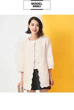 拉夏贝尔 7m莫丽菲尔2016冬新款七分灯笼袖中长款毛呢外套女加厚图片