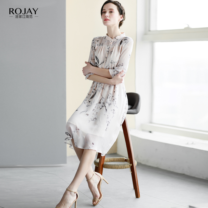 雪纺连衣裙 2018新款连衣裙春 碎花连衣裙中年