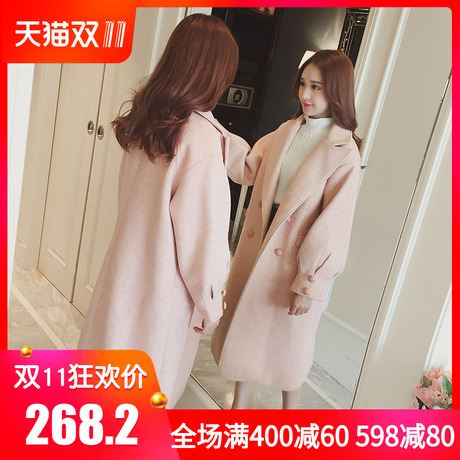 大码女装胖mm港风秋冬新款韩版宽松外套中长款甜美显瘦呢子大衣女商品大图