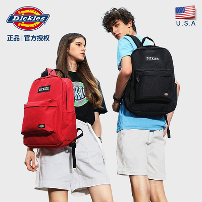 Dickies2018新款双肩包女简约男女书包情侣纯色背包女双肩包C030