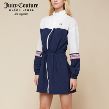 Juicy Couture2018新款女士拼色收腰抽绳长袖尼龙连衣裙风衣外套图片