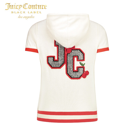 【现货】Juicy Couture2018新款休闲字母樱桃毛圈布连帽短袖卫衣商品大图