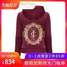 Juicy Couture时尚花环字母图案印花天鹅绒连帽卫衣外套图片