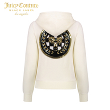 Juicy Couture2018新款女士时尚字母图案亮片装饰天鹅绒连帽外套图片