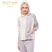 Juicy Couture女士舒适休闲100%山羊绒拼色连帽套头衫图片
