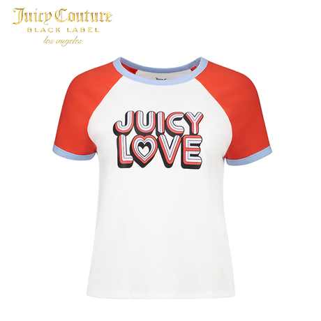 Juicy Couture2018新款百搭字母印花拼色圆领短袖T恤商品大图