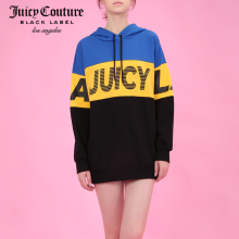 Juicy Couture2018新款时尚个性字母图案宽松拼色长款连帽卫衣图片