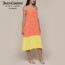 Juicy Couture2018新款时尚舒适碎花拼色百褶中长款吊带连衣裙图片