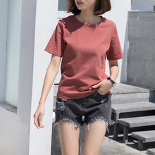 2018夏装女上衣棉麻宽松韩版ulzzang显瘦纯色宽松ins短袖纯棉t恤