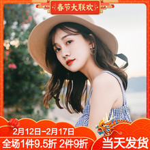 草帽女夏天沙滩帽子夏韩版百搭小清新海边出游渔夫帽太阳防晒遮阳