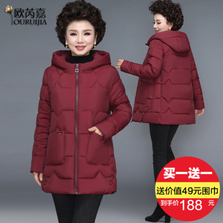 妈妈冬装外套2018新款洋气中年羽绒棉服40岁50中老年人棉衣女短款商品大图