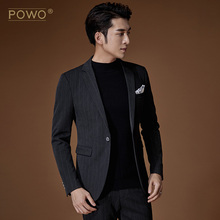 POWO西服套装男士正装伴郎婚礼修身商务职业帅气西装结婚礼服秋季
