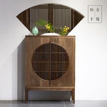 新中式实木餐厅柜餐边柜现代简约储物柜客厅定制原木整体斗柜