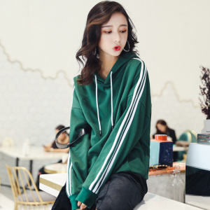 百搭带帽套头bf长袖宽松上衣春秋